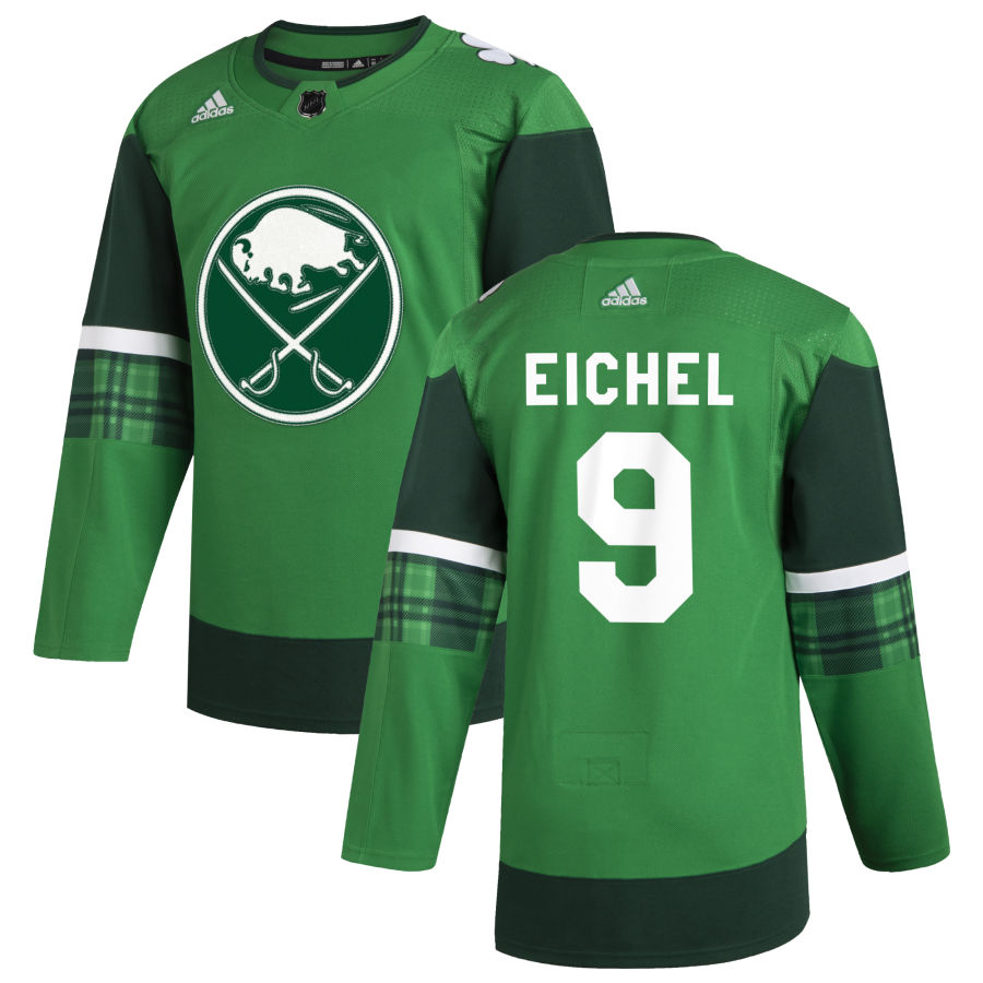 Cheap Buffalo Sabres 9 Jack Eichel Men Adidas 2020 St. Patrick Day Stitched NHL Jersey Green